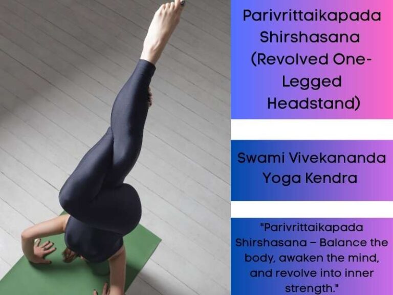 Parivrittaikapada Shirshasana (Revolved One-Legged Headstand)